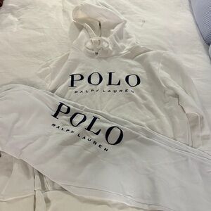 Ralph Lauren White Hoodie with Navy Logo Tag